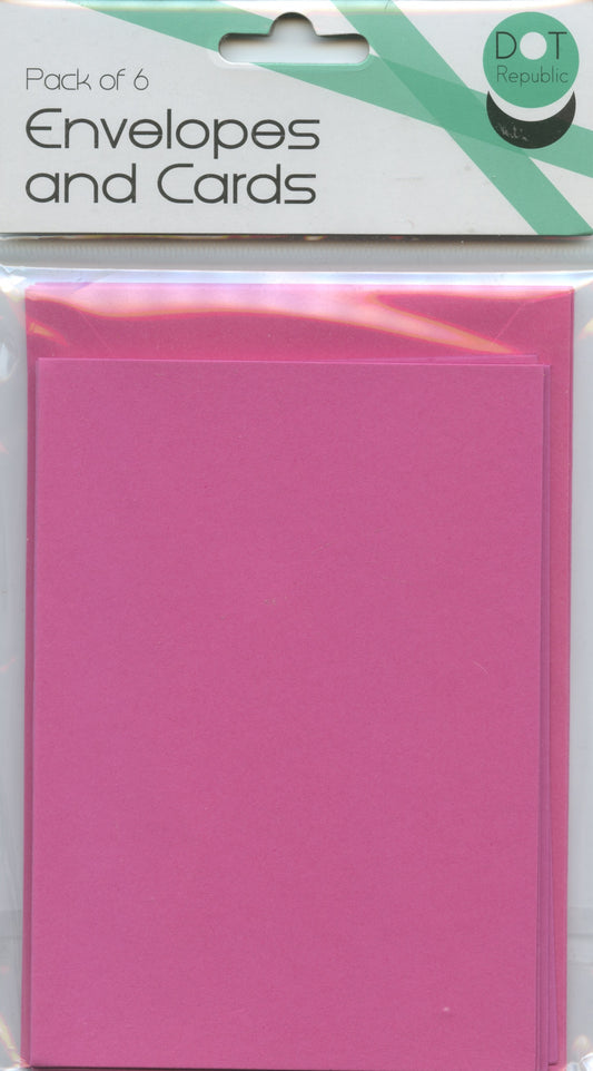 Envelopes and Cards C6 - 6 sets - 12 pieces - Hot Pink