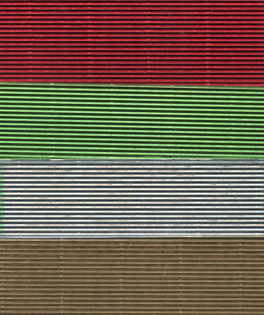 Metallic Corrugated A4 Card - Red/Green/Gold/Silver - 4 pack