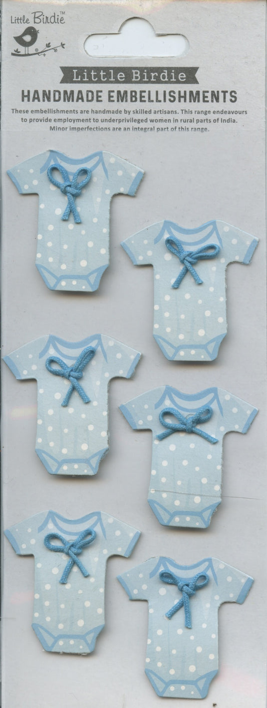 Little Birdie Handmade Embellishments Self/Adh - One Piece Suit - Chelsea Blue - 6pc