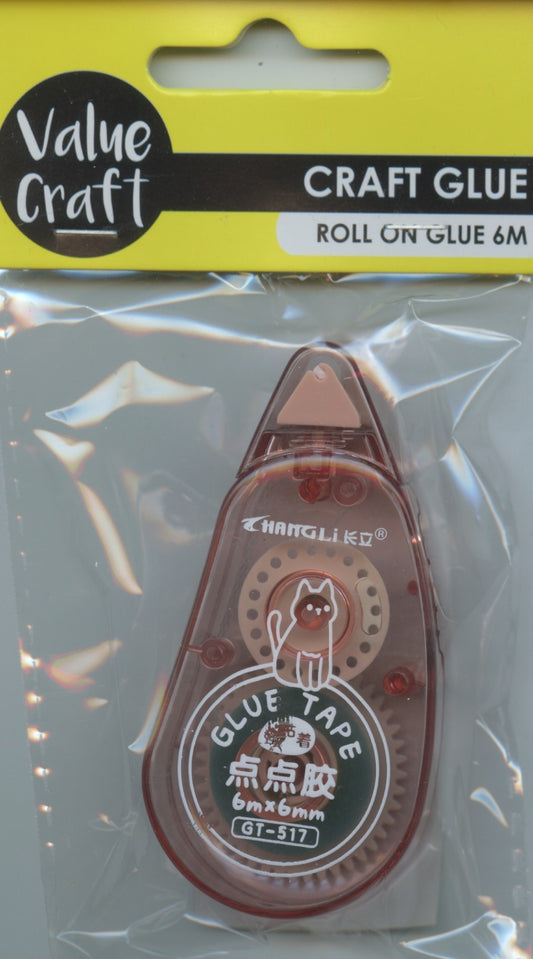 Roll On Craft Glue (Clear Pink Case) - 6m