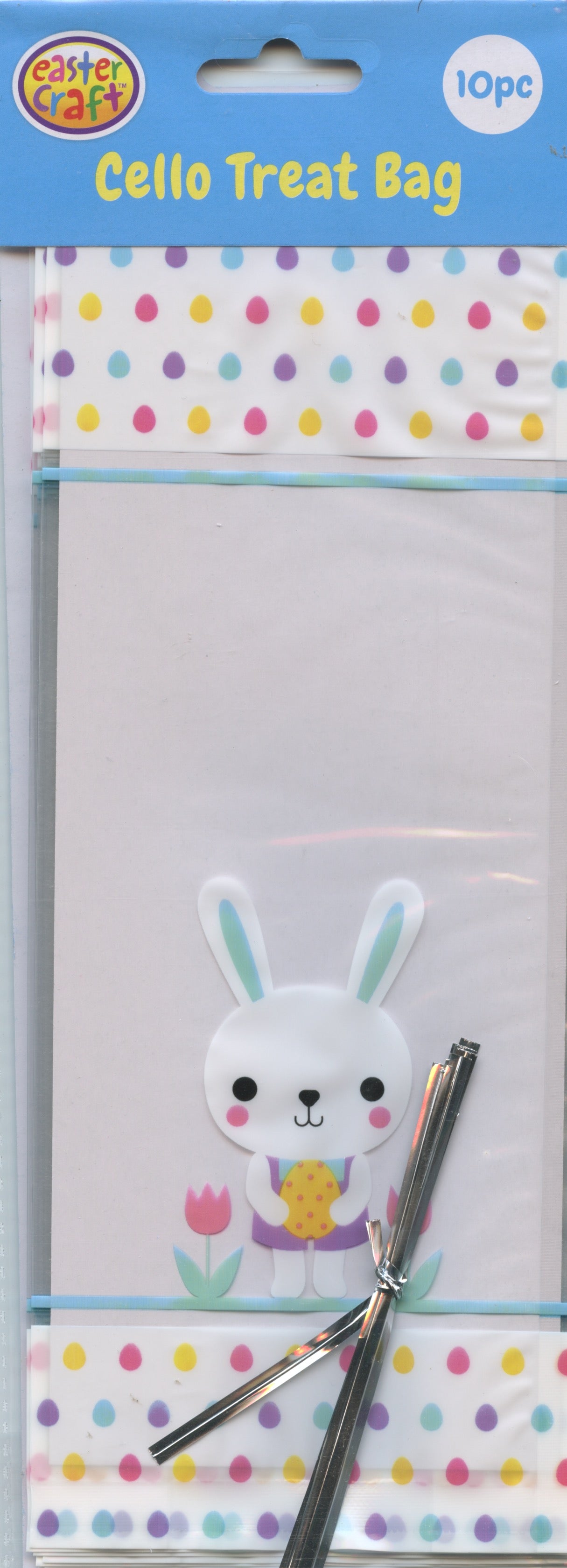 Easter Cellophane Treat Bags with Rabbit and Egg - 10 pc