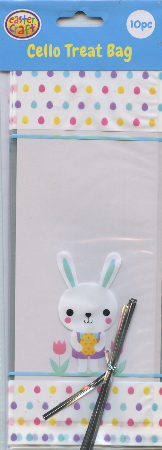 Easter Cellophane Treat Bags with Rabbit and Egg - 10 pc