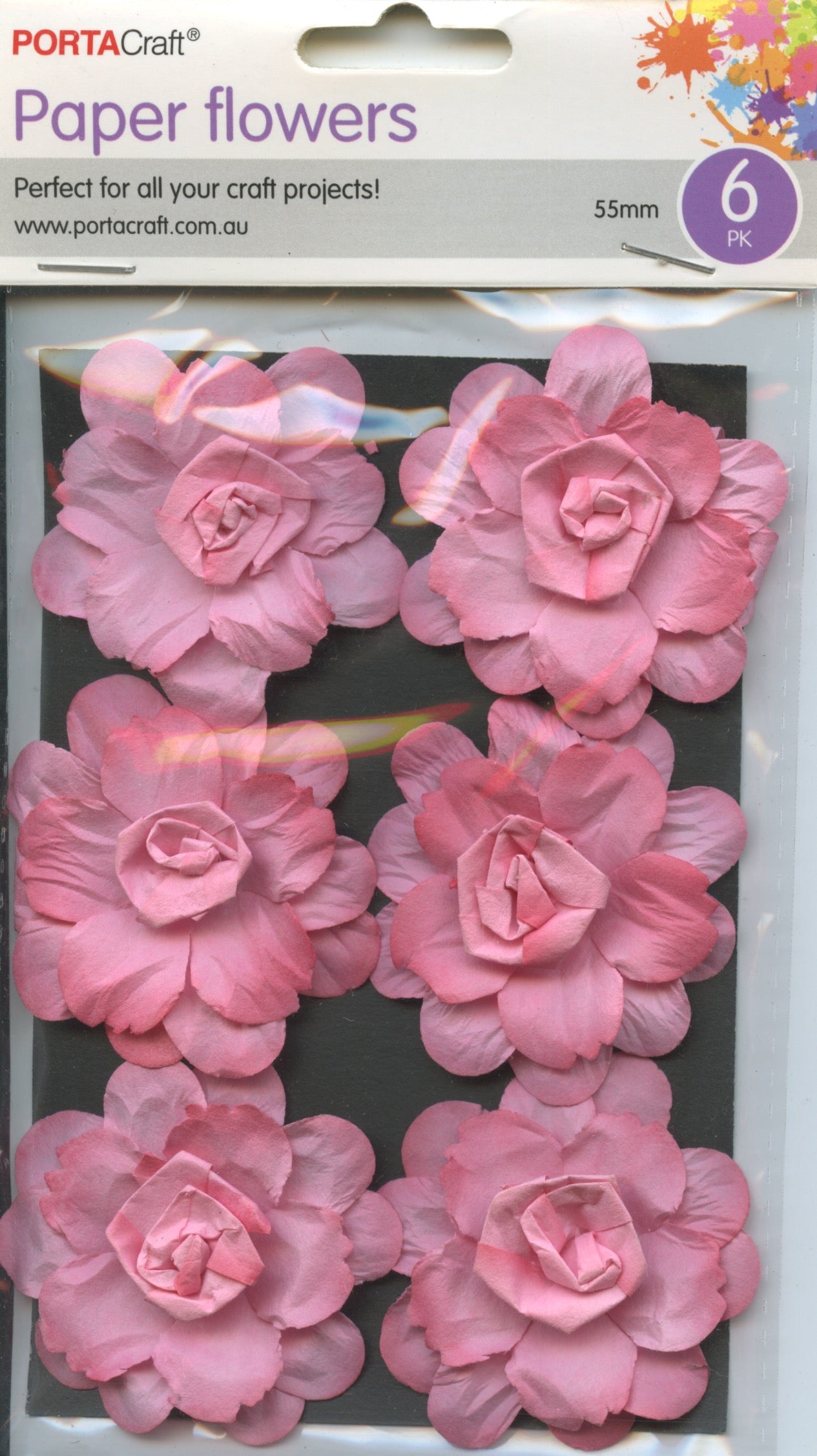 3D Paper Flowers - Pink - 55mm - 6 pk