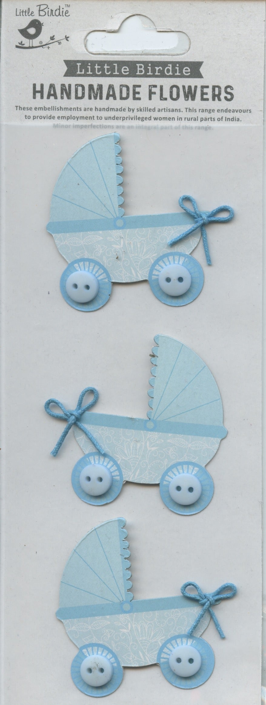 Little Birdie Handmade Embellishments Self/Adh - Bubbly Pram Blue - 3 pc