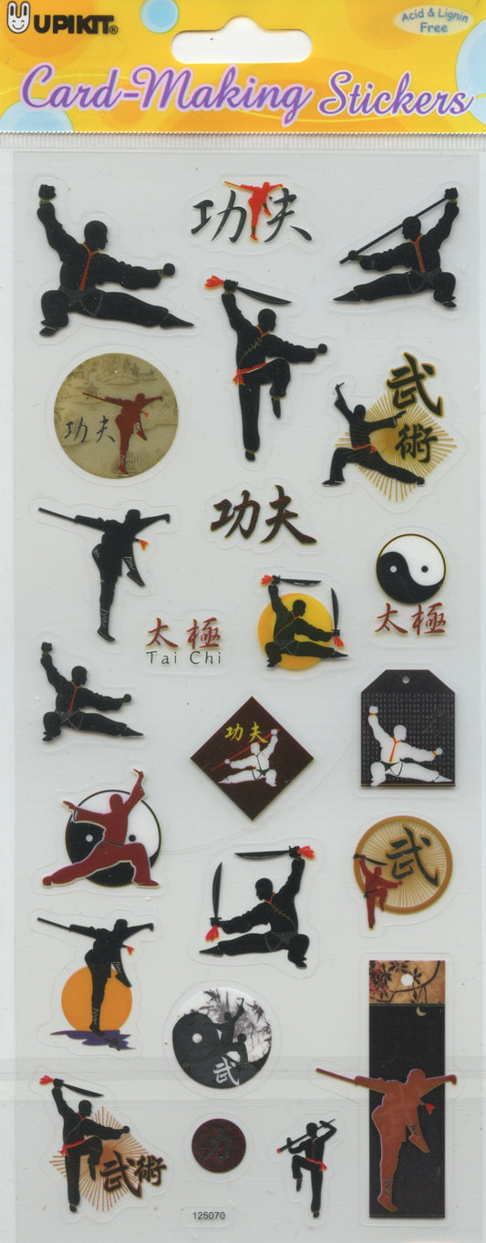 Marital Arts Theme - Transparent Stickers  - Craft Stickers 23 pk