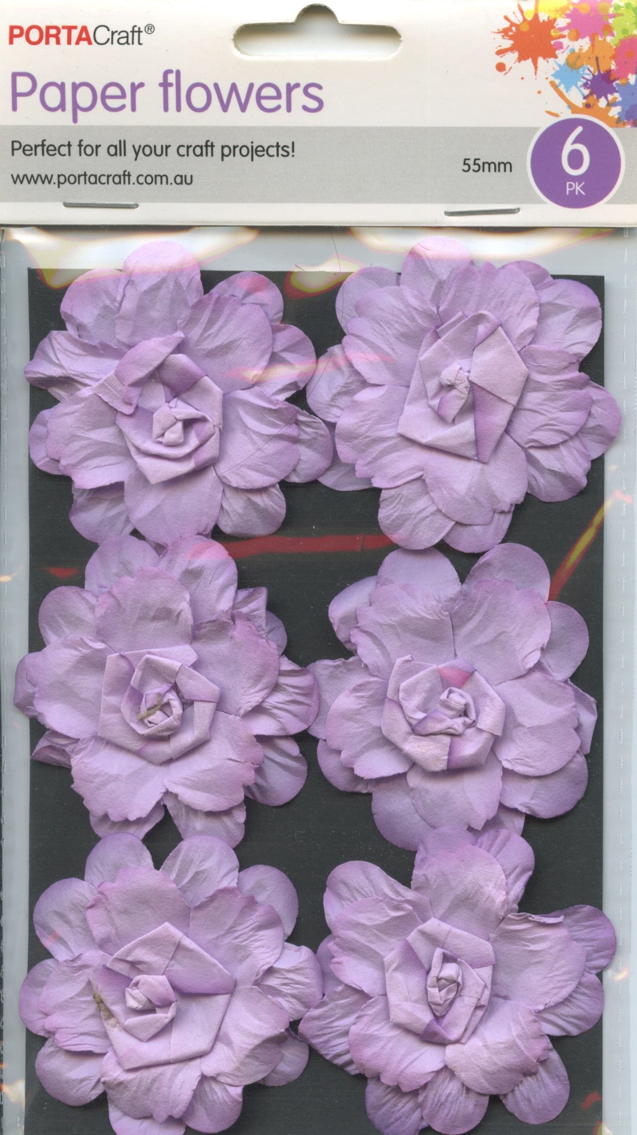 3D Paper Flowers - Mauve - 55mm - 6 pk