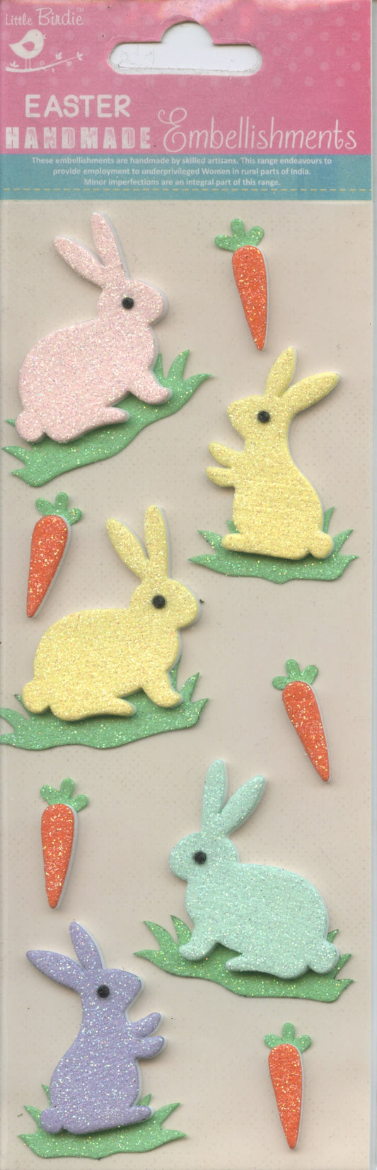 Little Birdie Handmade Embellishments Self/Adh - Bunny Delight - 10pc