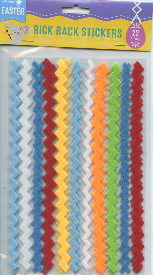 Easter Rick Rack Felt Stickers - Assorted Colours - 22 pieces