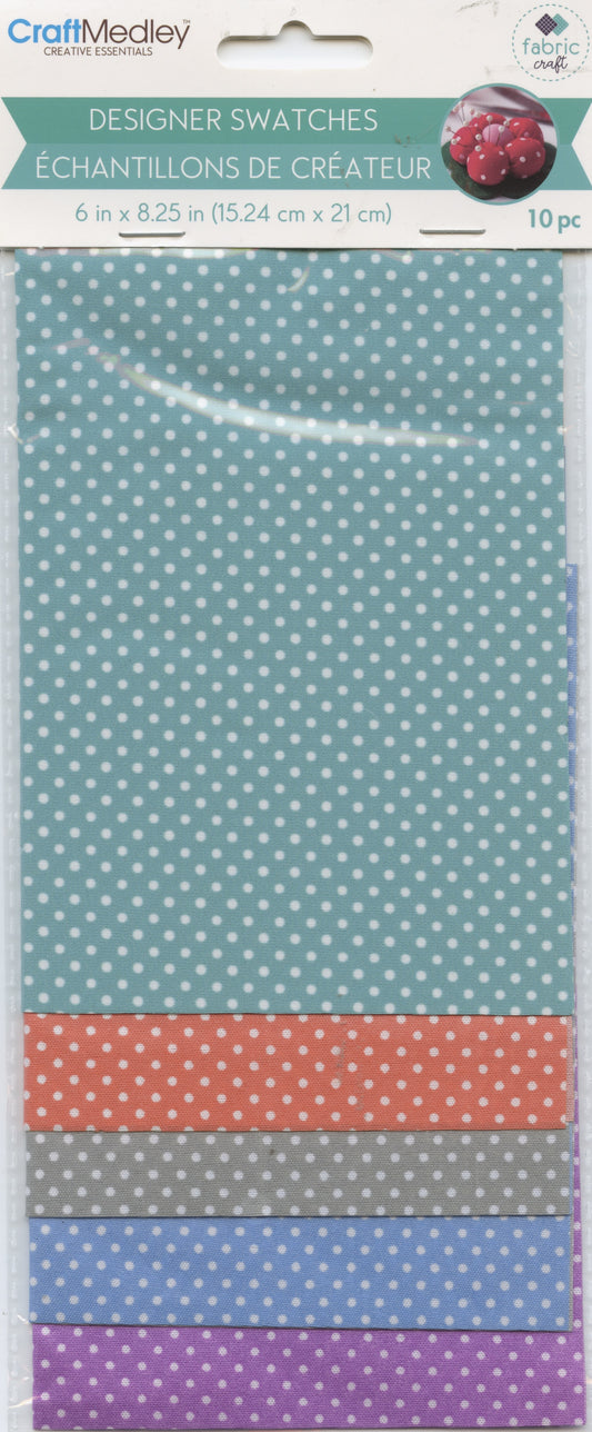 Designer Fabric Swatches - Small Dot - 10 pk - 15.24x21cm