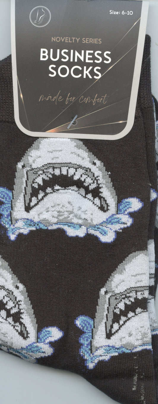 Novelty Business Socks - Sharks - Sizes 6-10