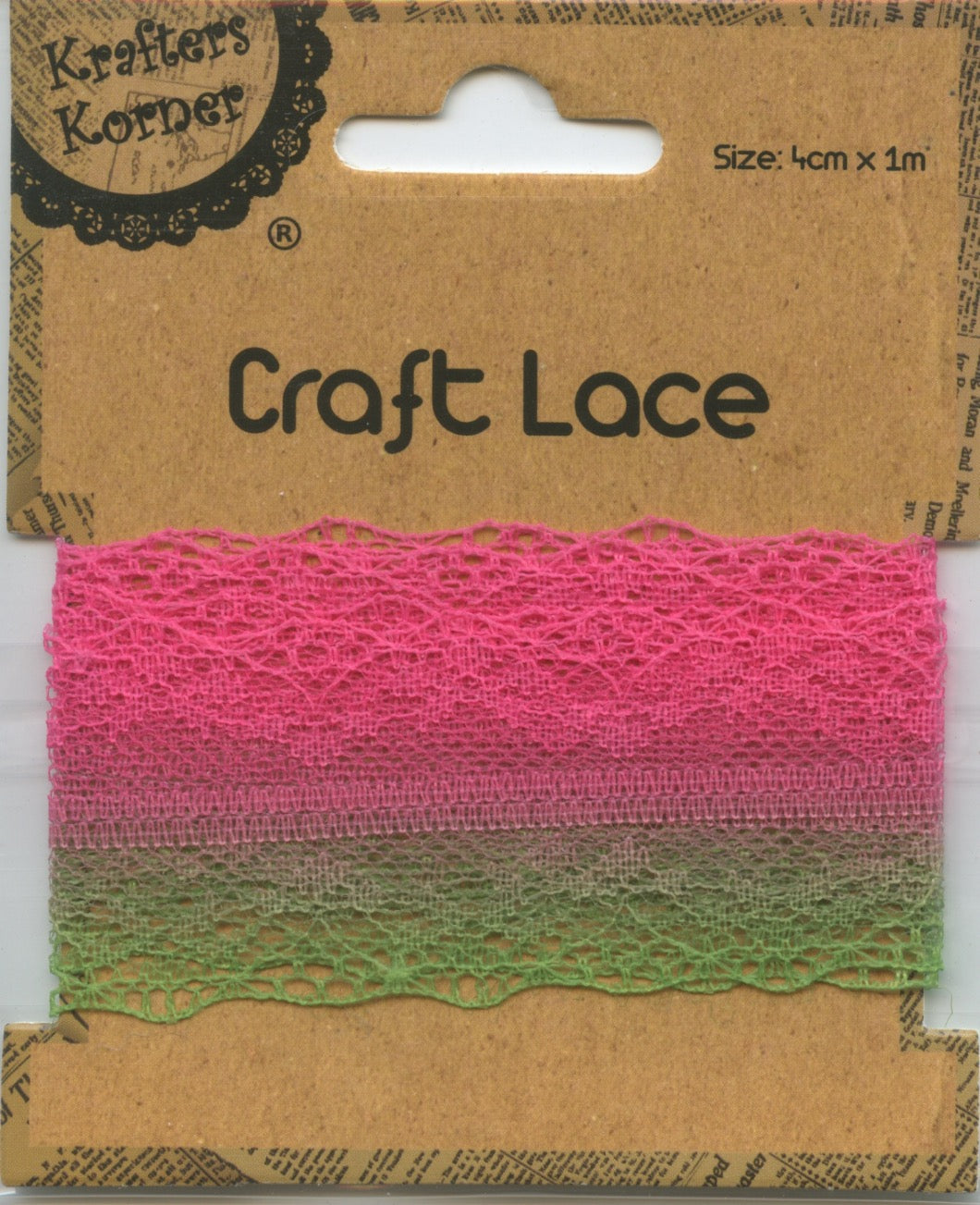 Craft Lace - Hot Pink/Green - 4cm - Length 1m