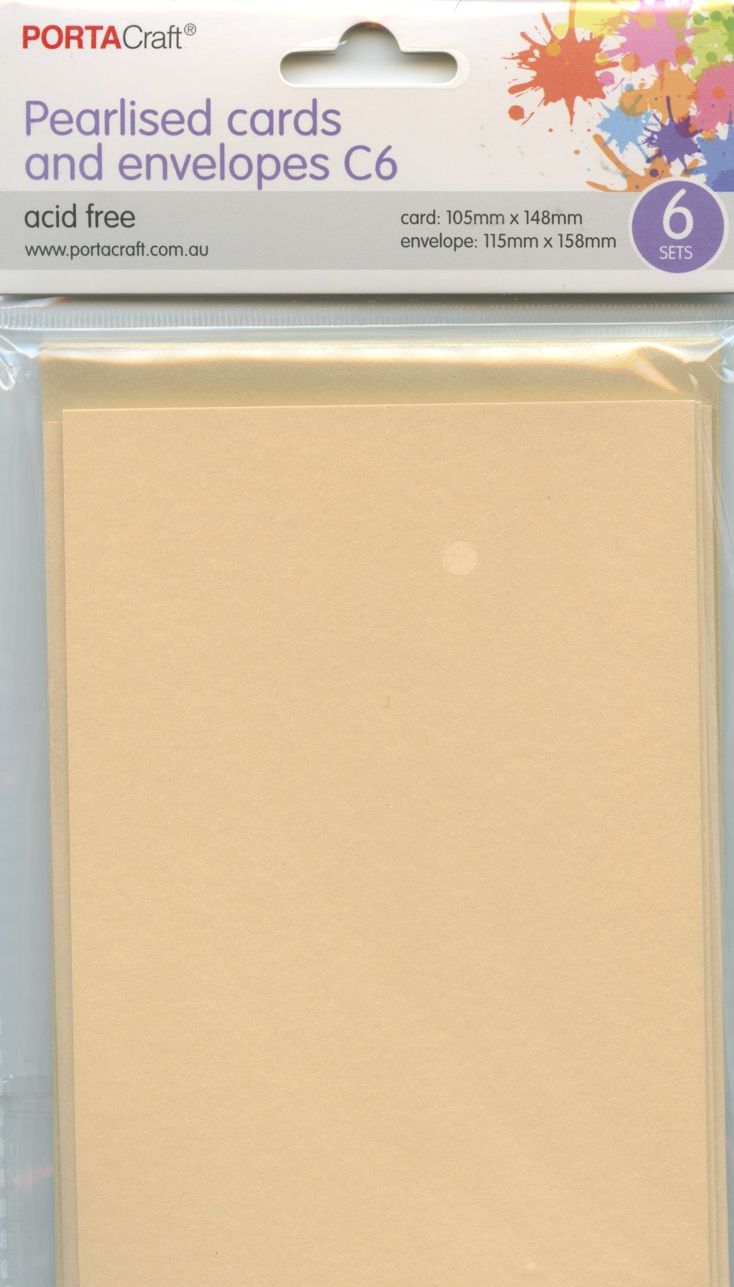 Pearlised Cards and Envelopes C6 - Soft Gold - 6 sets