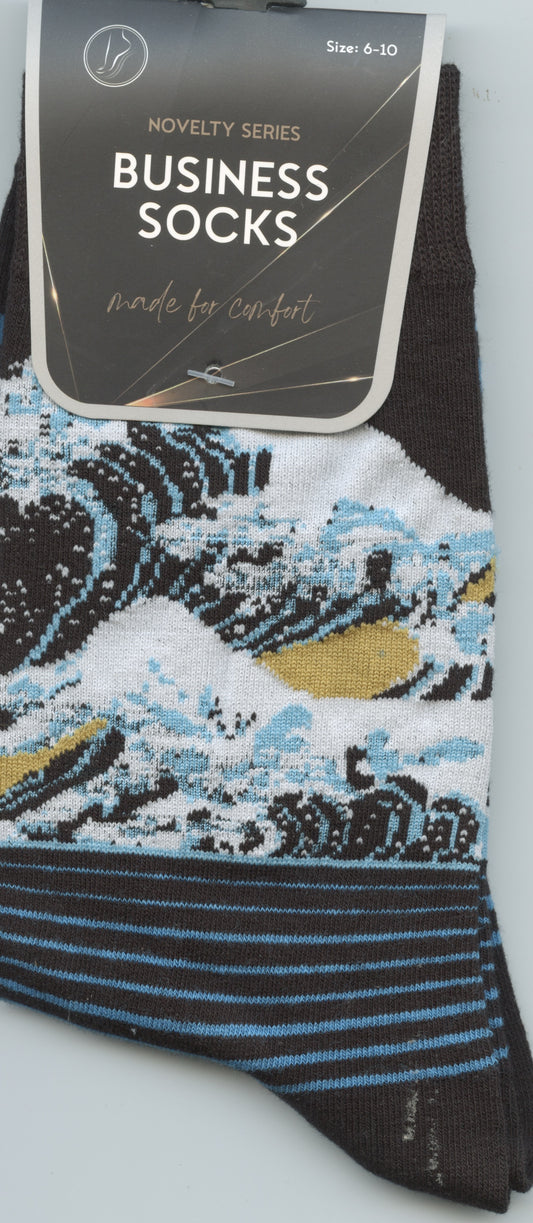 Novelty Business Socks - Waves - Sizes 6-10