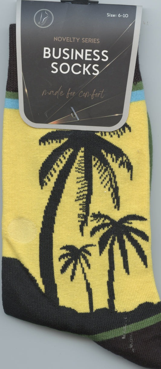 Novelty Business Socks - Palm Trees - Sizes 6-10