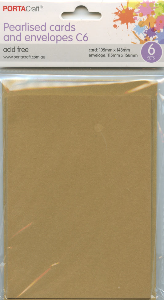 Pearlised Cards and Envelopes C6 - Gold - 6 sets