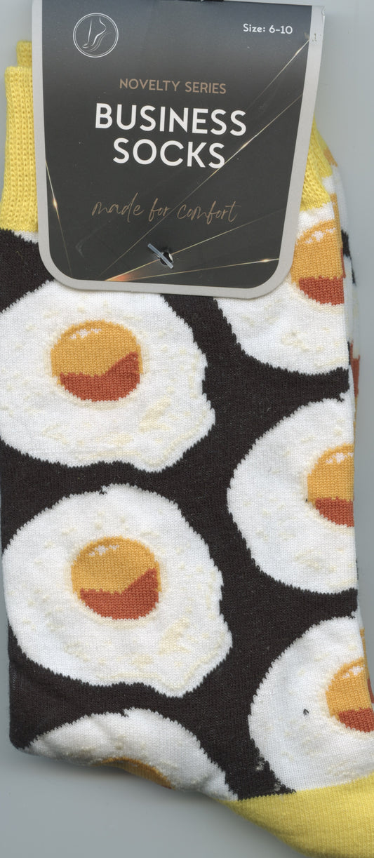 Novelty Business Socks - Fried eggs - Sizes 6-10