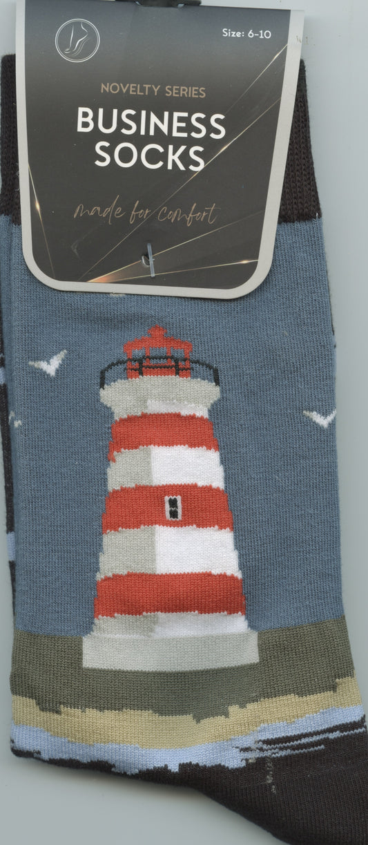 Novelty Business Socks - Lighthouse - Sizes 6-10