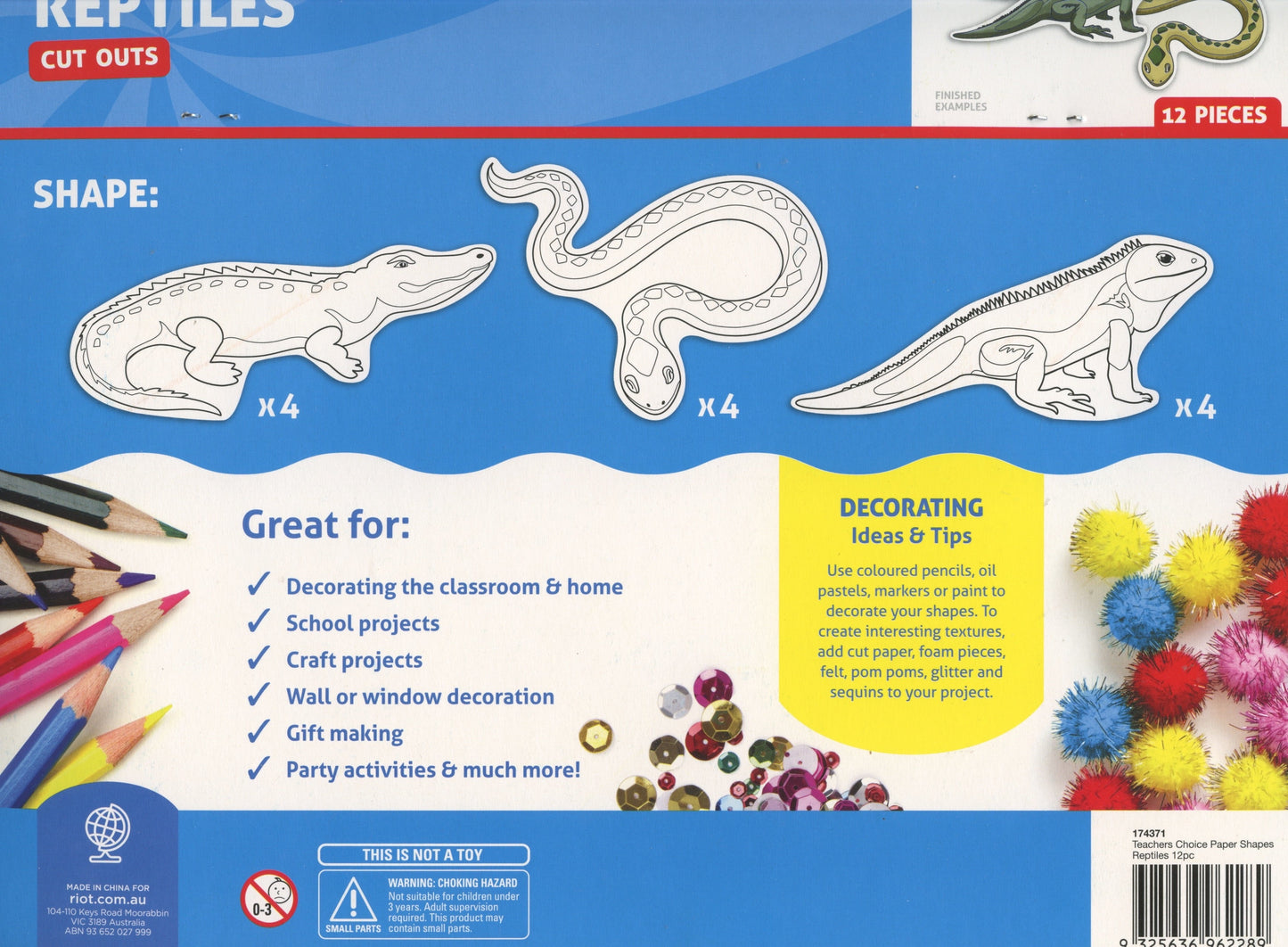 Reptiles - Cut Outs - 12 pk