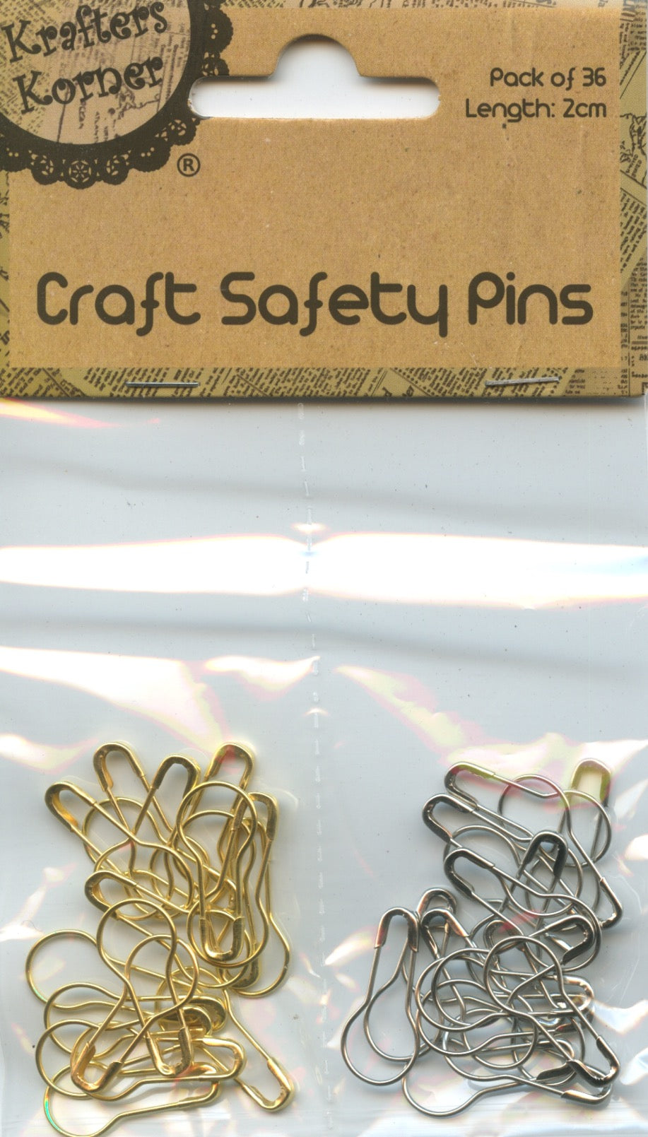 Craft Safety Pins - Gold/Silver - Pack of 36
