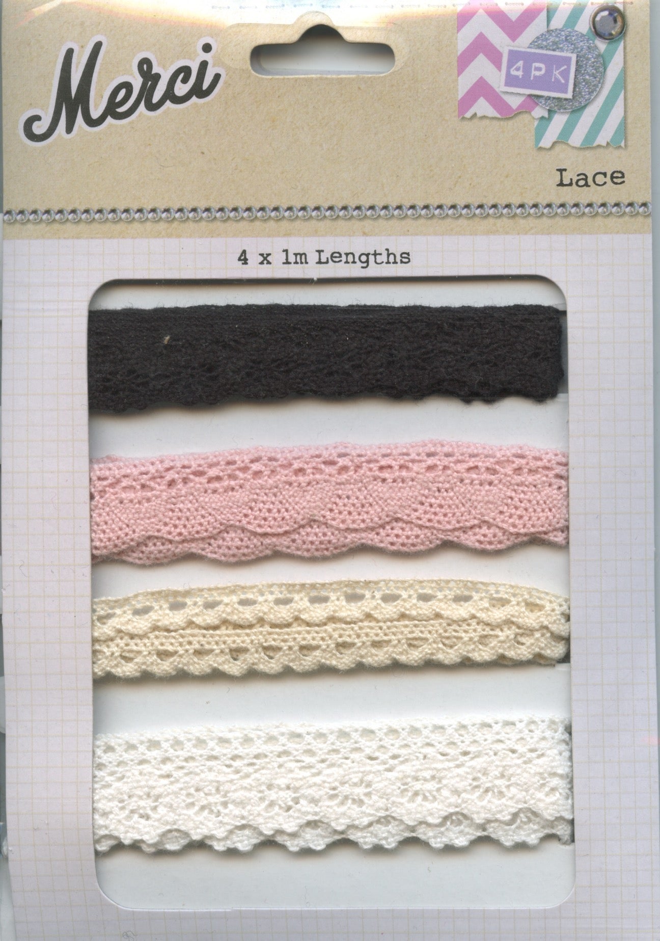 Merci Lace 4 pack - 4 x 1m lengths