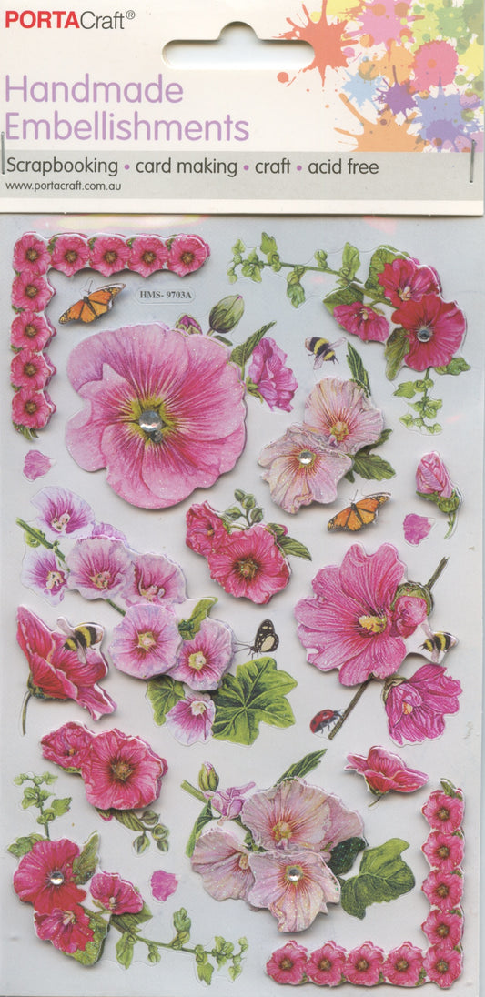 Handmade Embellishments Adhesive - Floral - Pinks - #9703A