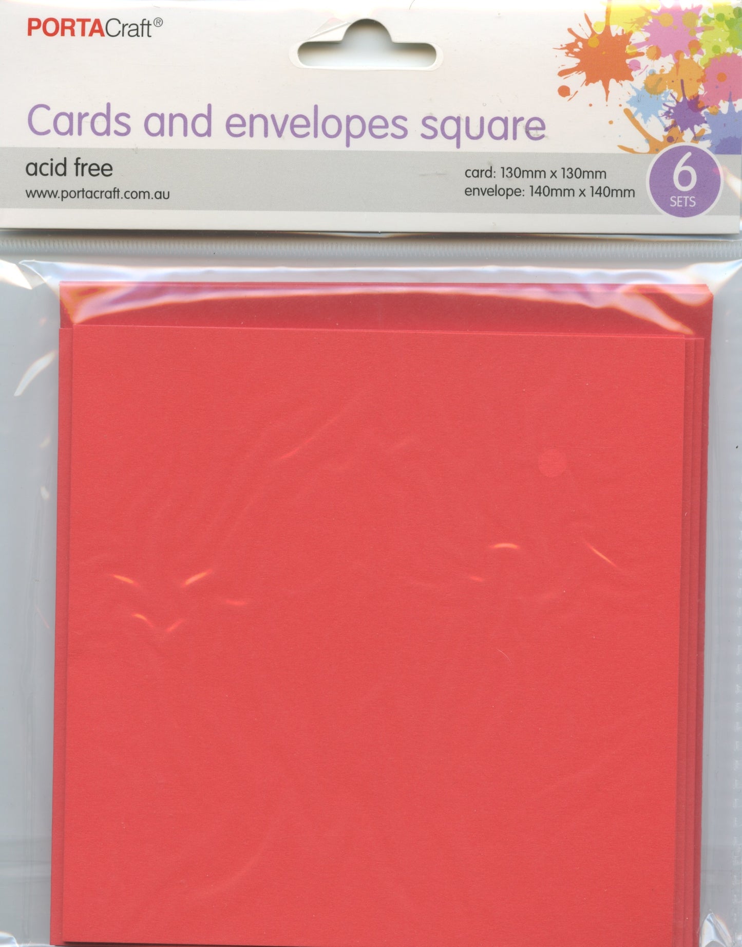 Square Cards and Envelopes - Bright Red - 6 sets