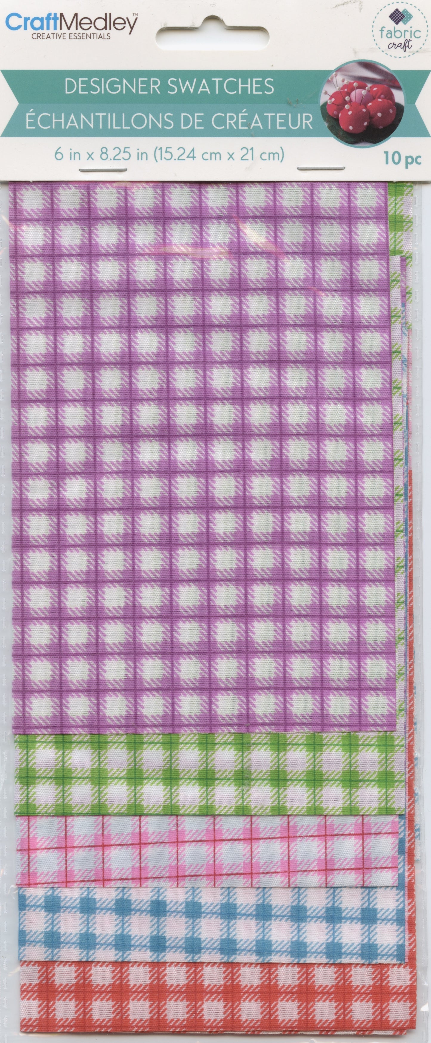 Designer Fabric Swatches - Gingham Patch - 10 pk - 15.24x21cm