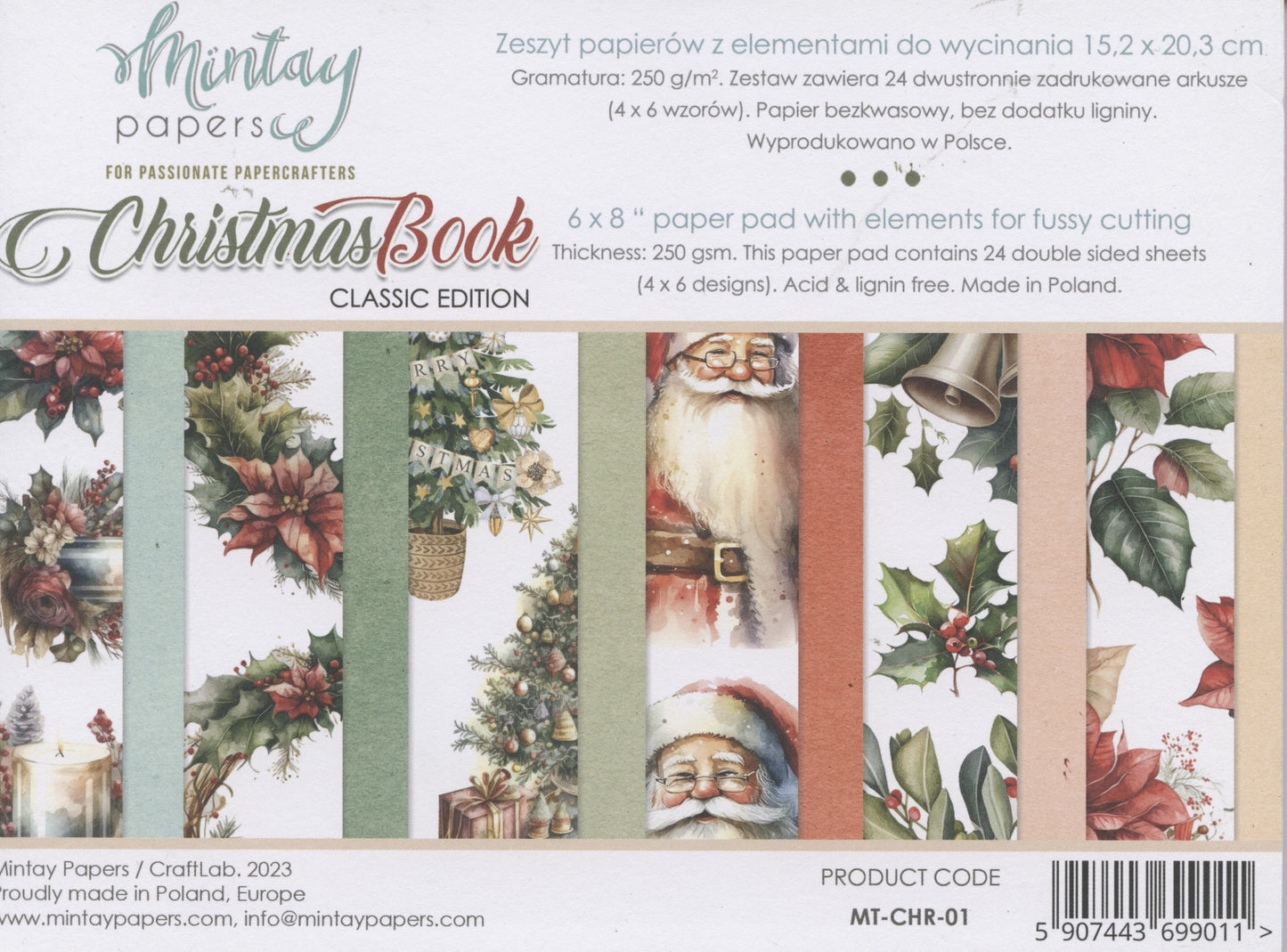 Christmas Book Paper Pad - Classic Edition - 24x Double sided sheets - 15.2x20.3cm