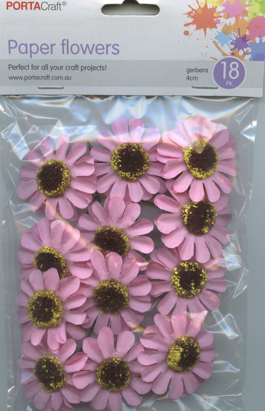 Porta Craft Gerbera Paper Flowers 12pc Light Pink - 40mm