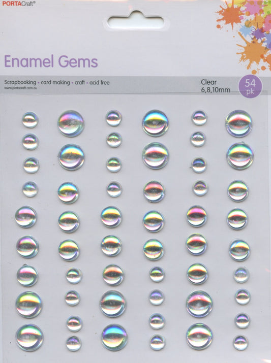 Enamel Gems - Clear Iridescent- 6, 8 and 10mm - 70 pk