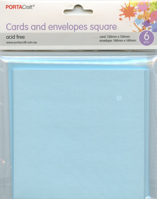 Square Cards and Envelopes - Blue - 6 sets