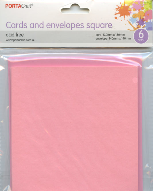 Square Cards and Envelopes - Pink - 6 sets