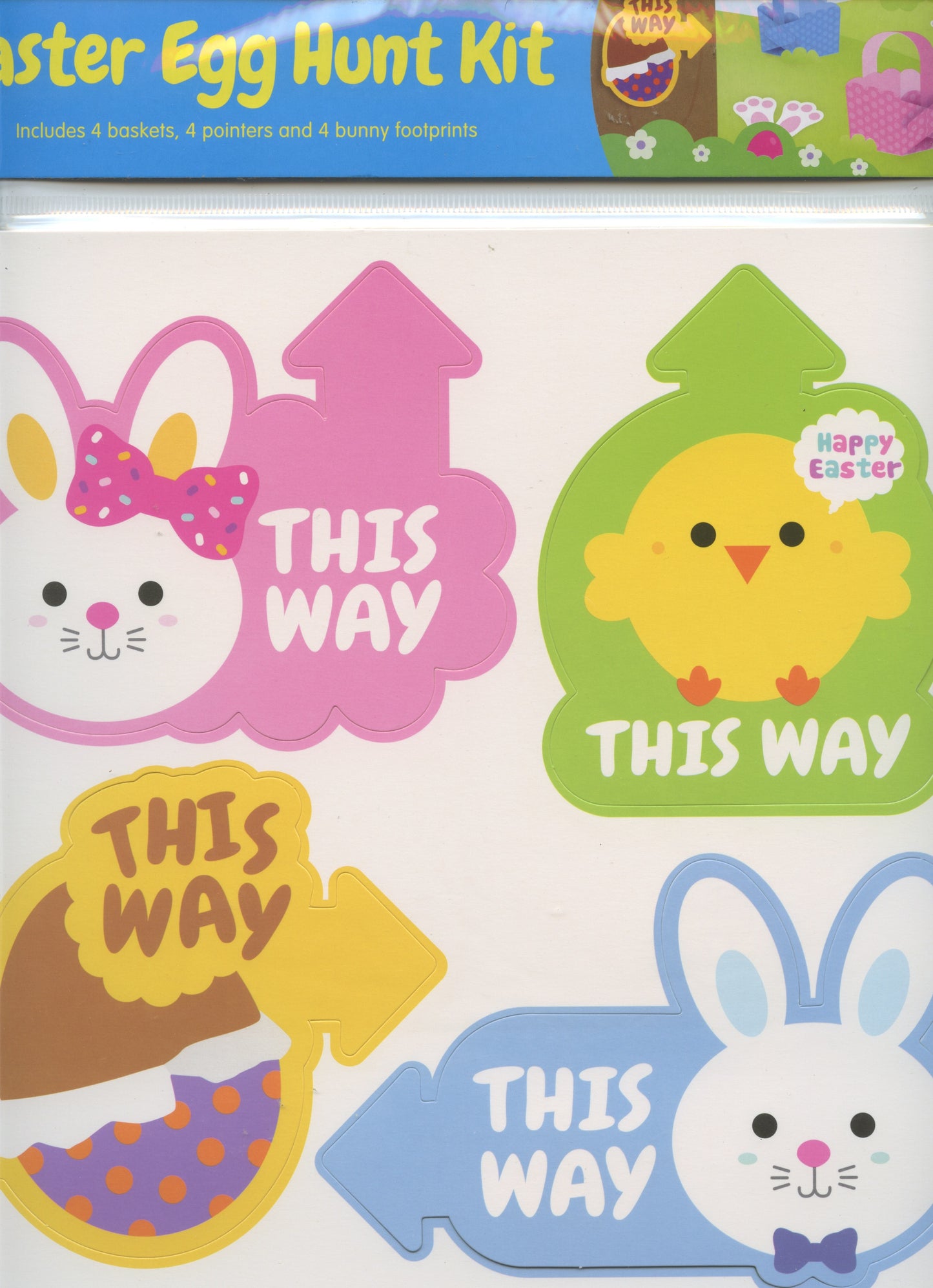 Easter Egg Hunt Kit includes 4 Baskets/Pointers/Bunny Footprints