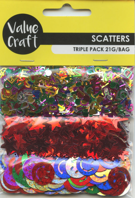 Scatters Triple Pack - Alphabet/Stars/Faces - 21g