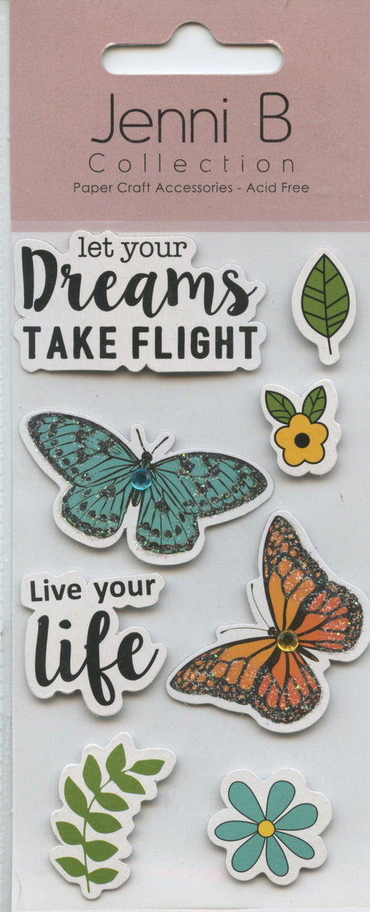 Jenni B Collection Live your Life - 3D Self Adhesive- 8 pc