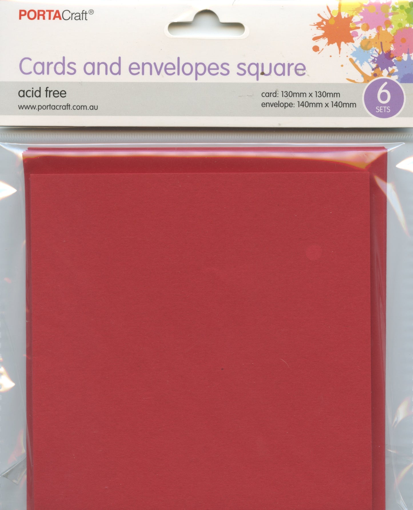 Square Cards and Envelopes - Crimson Red - 6 sets
