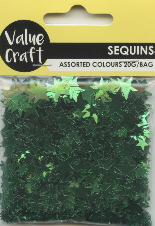 Craft Sequins - Metalic Green - 20g - Assorted sizes