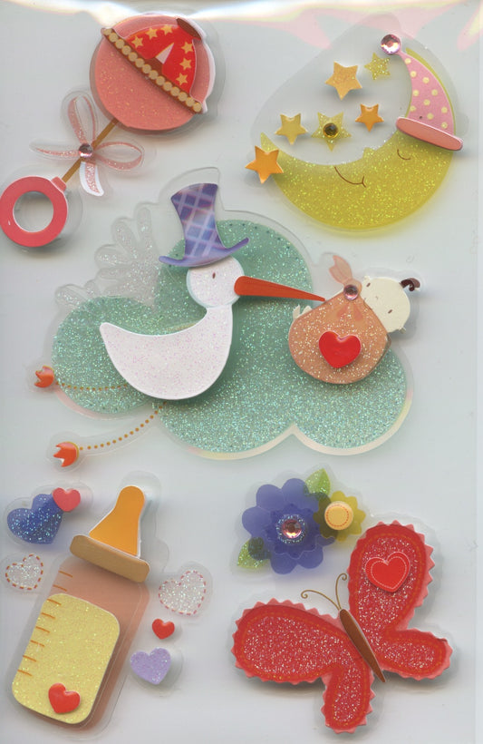 Baby Theme #2 Clear layered - Adhesive 3D embellishments - 5 pack