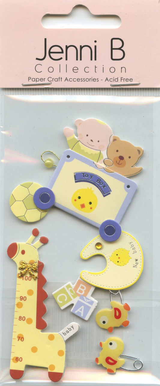 Jenni B Collection 3D - Baby Stickers with Giraffe - Adhesive Stickers 6pk