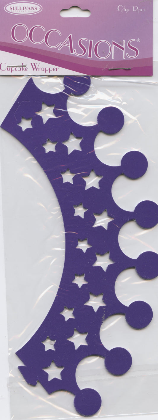 Cupcake Wrapper - Purple Crown - 12pcs