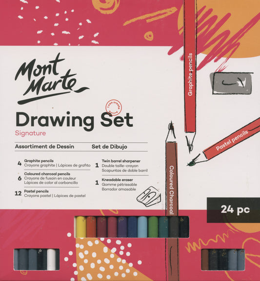 Drawing Set - Graphite/Pastel/Coloured Pencils - 24pc