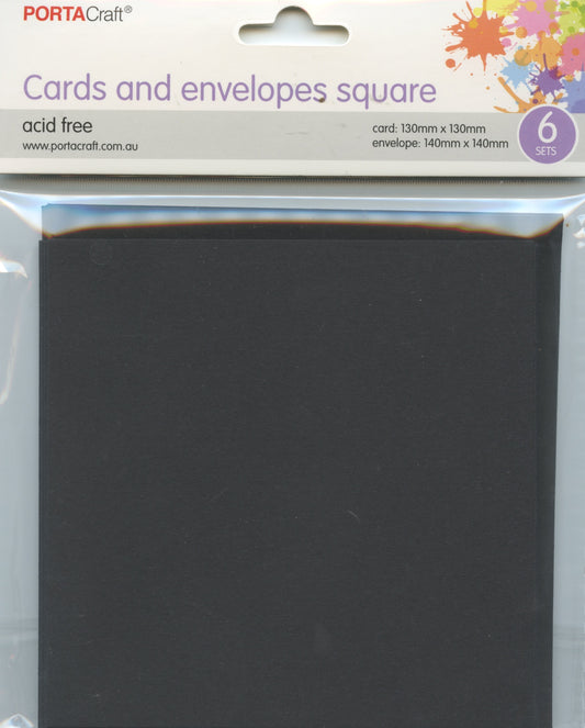 Square Cards and Envelopes - Black - 6 sets