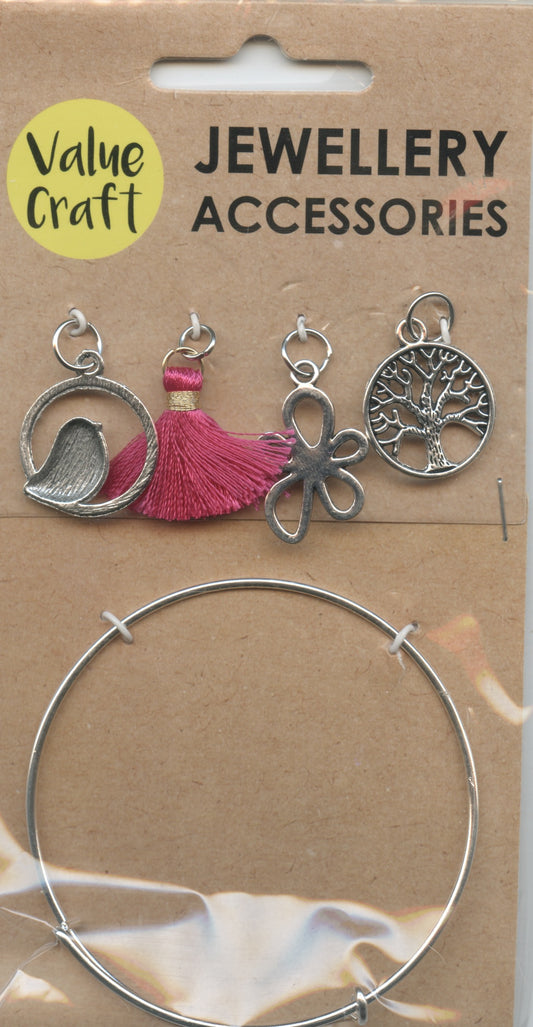 Jewellery - Silver Bracelet with Charms - 5 pcs