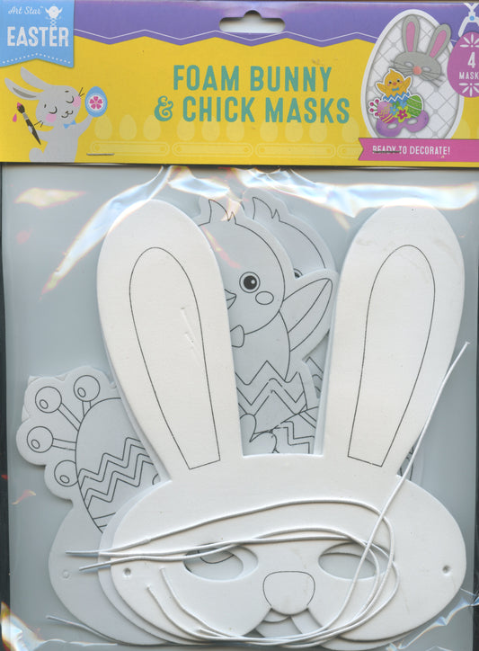 Easter - Foam Bunny and Chick Masks- 4 Masks