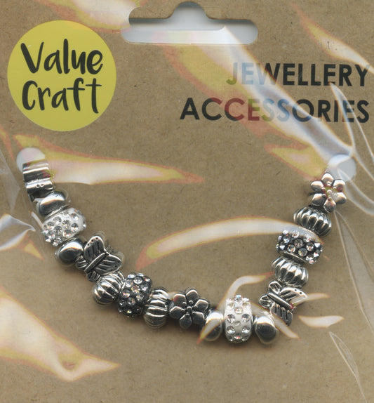 Jewellery - Silver Beads - Assorted - 17 pcs
