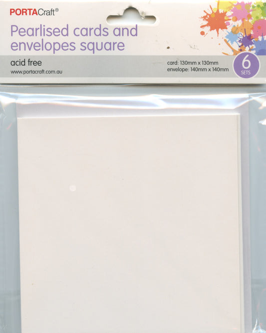 Pearlised Square Cards and Envelopes - Pearl - 6 sets