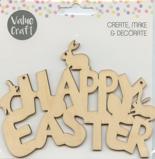 Happy Easter Wooden Hanging - Approx. 14.5 x 11.5cm