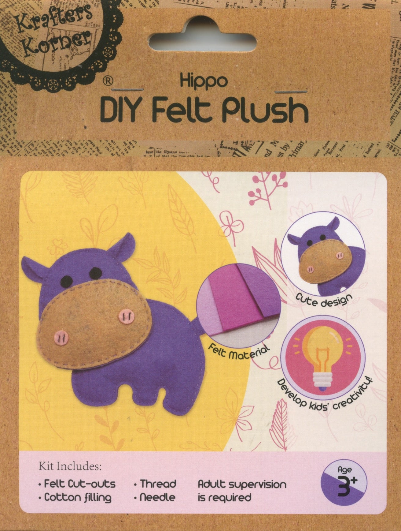DIY Felt Plush kit - Hippo