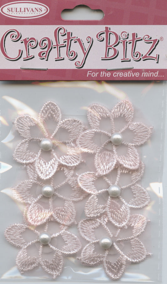 Flower Sticker - Lace Pink - 6pcs - 35mm