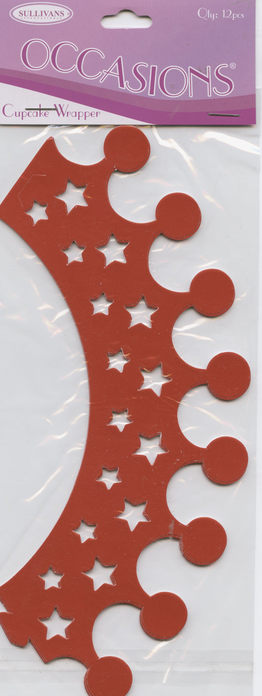 Cupcake Wrapper - Red Crown- 12pcs